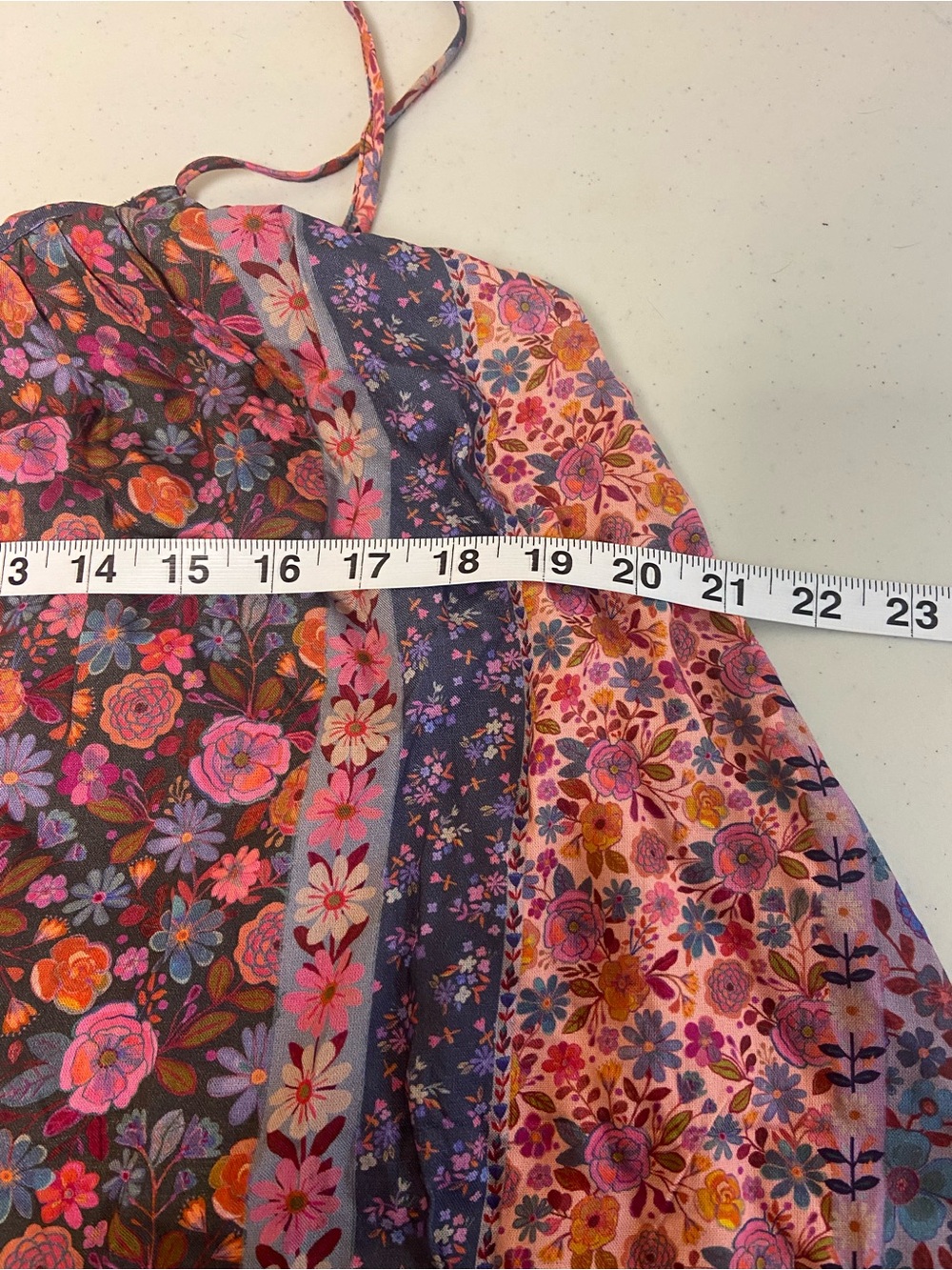 NATURAL LIFE Floral Patchwork Mini Dress in Pink, Blue, Brown - Picture 6 of 8